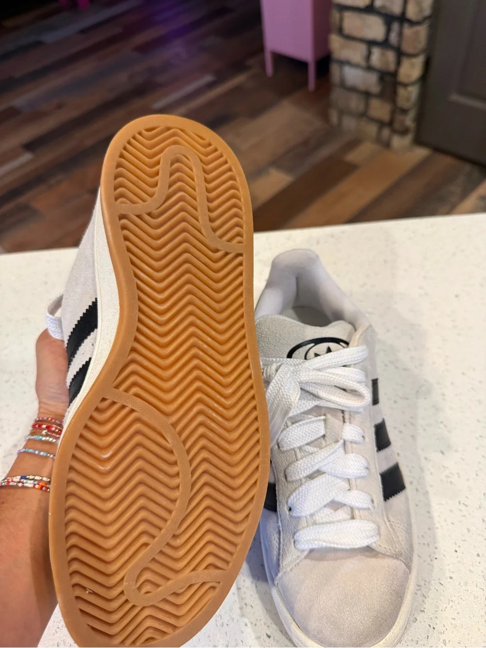 adidas Campus Suede Sneakers in White and Navy